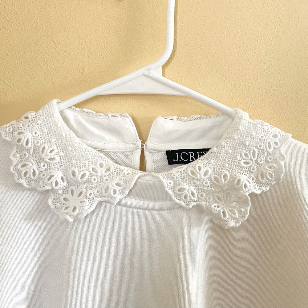J Crew Lace Collar Crewneck White Sweatshirt Sz-M - Picture 5 of 11